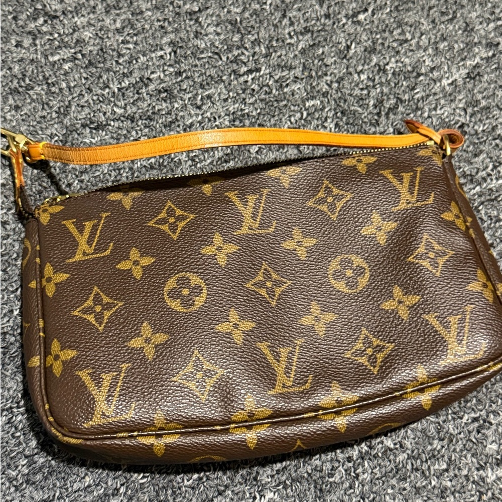 Louis Vuitton Monogram Canvas Brown and Tan Wristlet Pochette